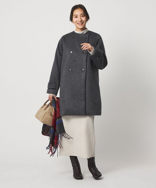 A DAY IN THE LIFE UNITED ARROWS(アデイインザライフユナイテッドアローズ)の「カールメルトン ノーカラー トレンチコート <A DAY IN THE LIFE>(トレンチコート・レディース・ダークグレー/モカ/ライトグレー・FREE)」の6枚目の写真