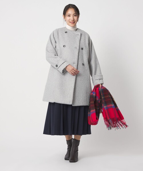 A DAY IN THE LIFE UNITED ARROWS(アデイインザライフユナイテッドアローズ)の「カールメルトン ノーカラー トレンチコート <A DAY IN THE LIFE>(トレンチコート・レディース・ダークグレー/モカ/ライトグレー・FREE)」の7枚目の写真