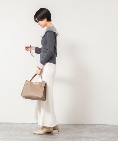 NOLLEY’S Sophi（ノーリーズソフィ）の「《手洗い可能》シアーフリル総針プルオーバー（ニット/セーター・レディース・アイボリー/ブラック/ピンク/チャコールグレー・38）」の17枚目の写真