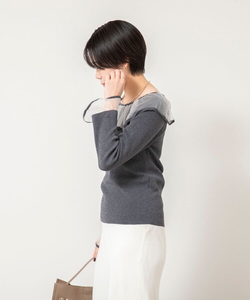 NOLLEY’S Sophi（ノーリーズソフィ）の「《手洗い可能》シアーフリル総針プルオーバー（ニット/セーター・レディース・アイボリー/ブラック/ピンク/チャコールグレー・38）」の20枚目の写真