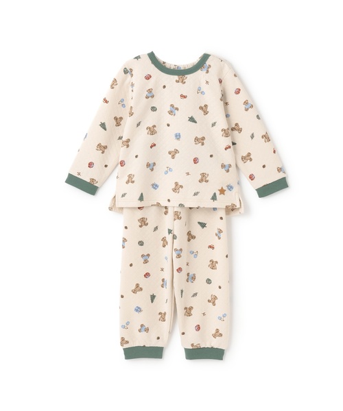 petit main(プティマイン)の「BOYSキルティングパジャマ(セットアップ・キッズ・アイボリー/エメラルド/ベージュ・80cm/110cm/100cm/90cm/120cm/130cm)」の1枚目の写真