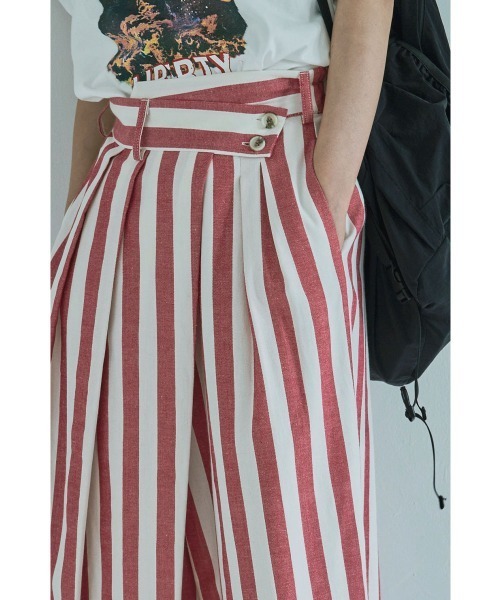 marjour(マージュール)の「STRIPED WRAP WIDE PANTS(その他パンツ・レディース・レッド・M)」の10枚目の写真