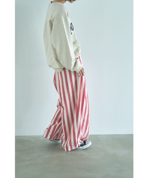 marjour(マージュール)の「STRIPED WRAP WIDE PANTS(その他パンツ・レディース・レッド・M)」の6枚目の写真