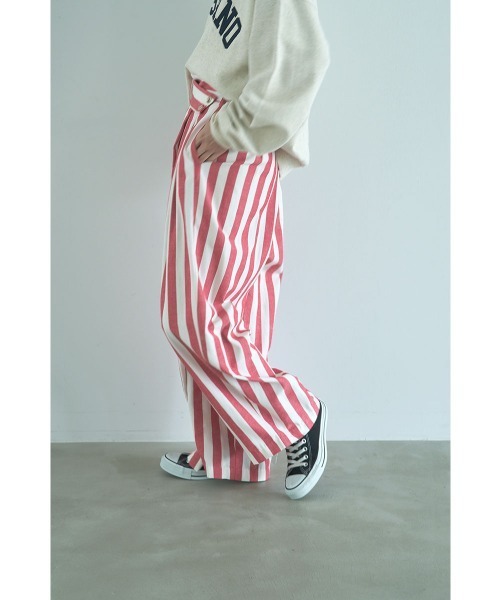 marjour(マージュール)の「STRIPED WRAP WIDE PANTS(その他パンツ・レディース・レッド・M)」の5枚目の写真