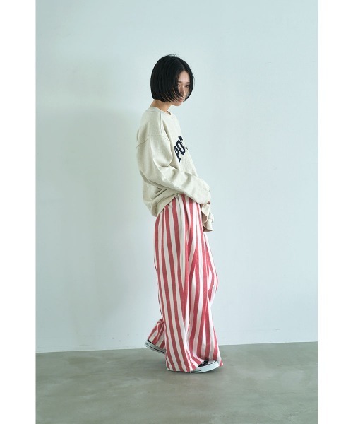 marjour(マージュール)の「STRIPED WRAP WIDE PANTS(その他パンツ・レディース・レッド・M)」の2枚目の写真