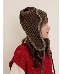 Samansa Mos2 | 配色ステッチニットフライトキャップ(ハット)