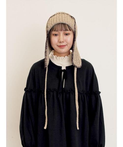 Samansa Mos2（サマンサ モスモス）の「配色ステッチニットフライトキャップ（ハット・レディース・レッド/ブラウン/ベージュ・F）」の12枚目の写真