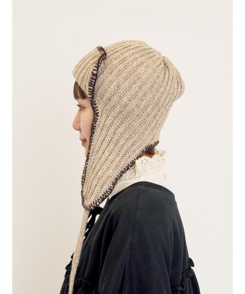 Samansa Mos2（サマンサ モスモス）の「配色ステッチニットフライトキャップ（ハット・レディース・レッド/ブラウン/ベージュ・F）」の14枚目の写真