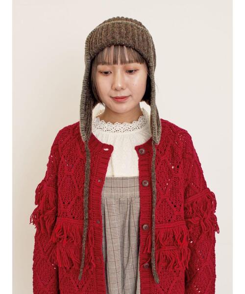 Samansa Mos2（サマンサ モスモス）の「配色ステッチニットフライトキャップ（ハット・レディース・レッド/ブラウン/ベージュ・F）」の18枚目の写真