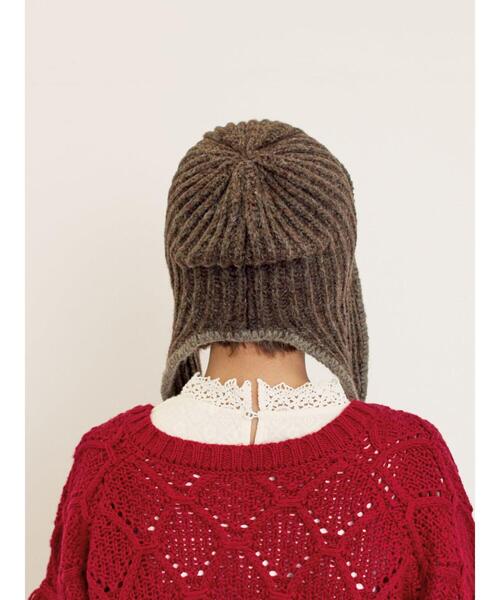 Samansa Mos2（サマンサ モスモス）の「配色ステッチニットフライトキャップ（ハット・レディース・レッド/ブラウン/ベージュ・F）」の21枚目の写真