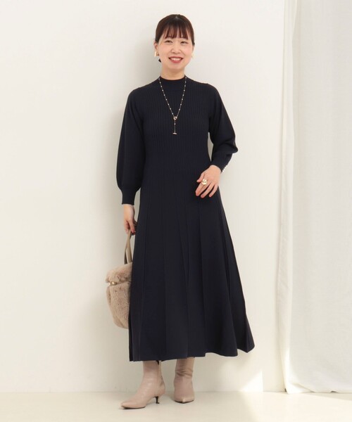 MICO COULIER（ミコクリエ）の「ランダムリブワンピース（ワンピース・レディース・ダークネイビー/ライトグレー/チャコールグレー・38）」の4枚目の写真