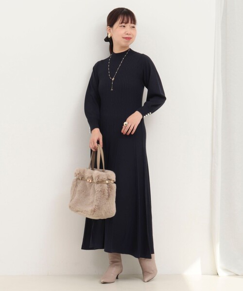 MICO COULIER（ミコクリエ）の「ランダムリブワンピース（ワンピース・レディース・ダークネイビー/ライトグレー/チャコールグレー・38）」の5枚目の写真