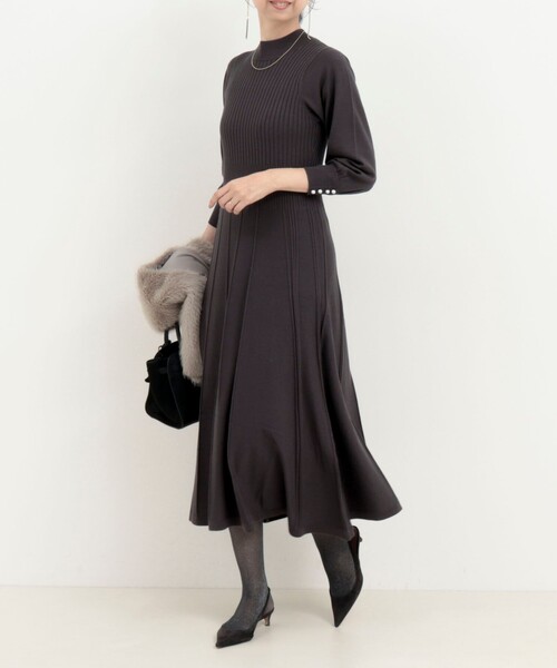 MICO COULIER（ミコクリエ）の「ランダムリブワンピース（ワンピース・レディース・ダークネイビー/ライトグレー/チャコールグレー・38）」の9枚目の写真