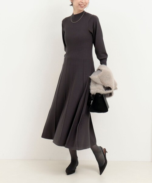 MICO COULIER（ミコクリエ）の「ランダムリブワンピース（ワンピース・レディース・ダークネイビー/ライトグレー/チャコールグレー・38）」の10枚目の写真