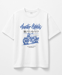 モーターサイクルヴィンテージブルーTシャツホワイト_8133