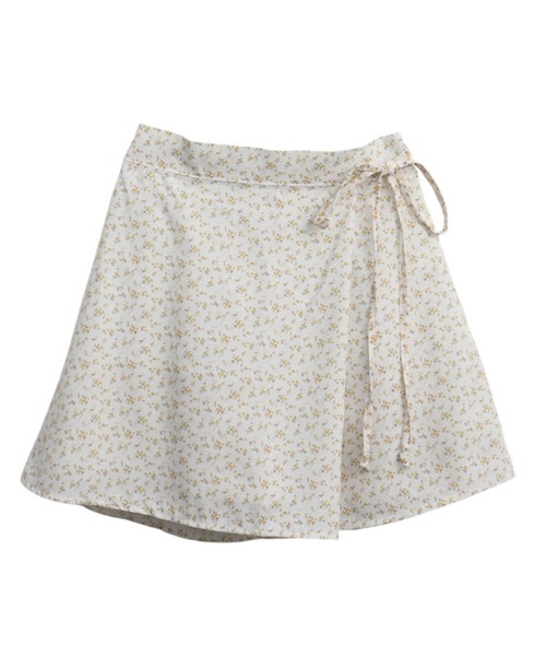 SLOWLOLLI（スローローリ）の「Flower mini wrap skirt（スカート・レディース・アイボリー/ブラック/PINK・FREE）」の2枚目の写真