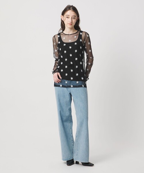 UNITED ARROWS(ユナイテッドアローズ)の「チュールフラワー カットソー ‐ウォッシャブル‐(Tシャツ/カットソー・レディース・その他1/ブラック/オフホワイト・FREE)」の5枚目の写真