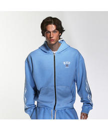 RVD（アールブイディー）の「(American Casual Campaign) 1300g ピグメントオーバーサイズフレイムフードジップアップ (ベイビーブルー)（パーカー）」