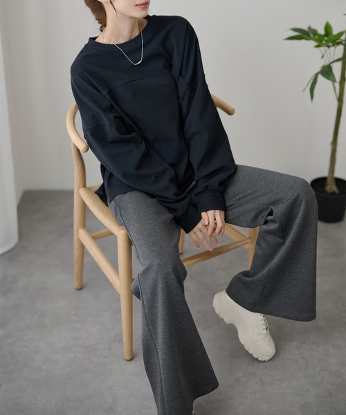 DAYRA(デイラ)の「ソリッドカラー イレギュラーヘム 長袖 切替えプルオーバー(Tシャツ/カットソー・レディース・ブラック/グレー・FREE/S)」の16枚目の写真
