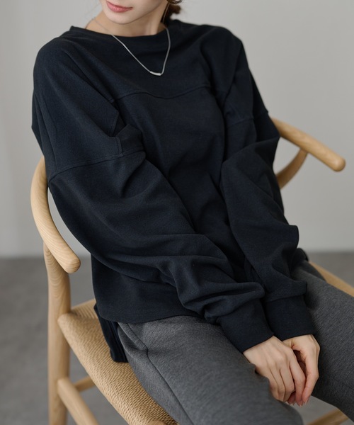DAYRA(デイラ)の「ソリッドカラー イレギュラーヘム 長袖 切替えプルオーバー(Tシャツ/カットソー・レディース・ブラック/グレー・FREE/S)」の17枚目の写真