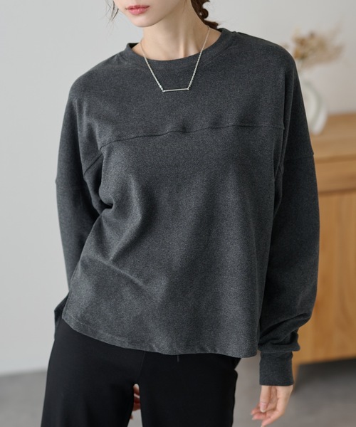 DAYRA(デイラ)の「ソリッドカラー イレギュラーヘム 長袖 切替えプルオーバー(Tシャツ/カットソー・レディース・ブラック/グレー・FREE/S)」の19枚目の写真