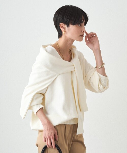 LOUNGEDRESS（ラウンジドレス）の「《セットアイテム》【JAPAN MADE】マルチウェイ肩掛けニット（ストール/ショール・レディース・ピンク/ベージュ/オフホワイト・FREE）」の22枚目の写真