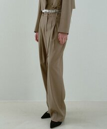 Majournee（マジョネ）の「リボンストラップワイドパンツ_カーキ（スラックス）」