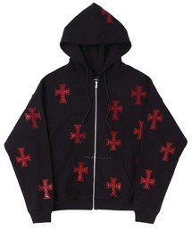 A‘gem 9（エージェムナイン）の「A'GEM/9 × .kom 『UNKNOWN LONDON/アンノウン ロンドン』 Cross Rhinestone Zip Hoodie②/クロスラインストーンジップアップパーカー②（パーカー）」