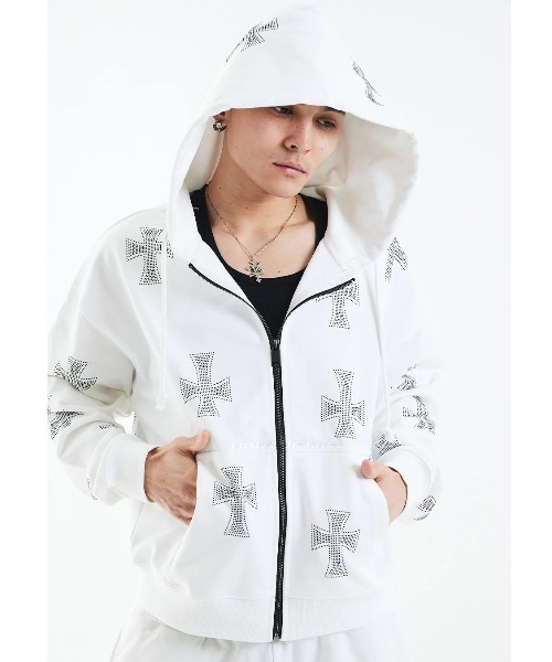 UNKNOWN LONDON パーカー ラインストーン クロス sizeXL A'GEM/9 × .kom 『UNKNOWN LONDON/アンノウン ロンドン』Cross