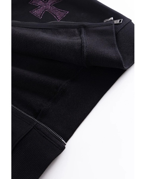 UNKNOWN LONDON(アンノウン・ロンドン)の「A'GEM/9 × .kom 『UNKNOWN LONDON/アンノウン ロンドン』 Cross Rhinestone Zip Hoodie②/クロスラインストーンジップアップパーカー②(パーカー・レディース・ブラック×レッド/ホワイト/ブラック×パープル/ブラック×シルバー・L/M/XL)」の13枚目の写真