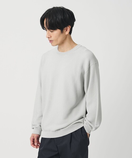 BEAUTY&YOUTH UNITED ARROWS(ビューティーアンドユースユナイテッドアローズ)の「パール ステッチ フォルム クルーネック ニット ウォシャブル(ニット/セーター・メンズ・ライトグレー/ブラック/ダークグリーン・S/M/L/XL)」の2枚目の写真