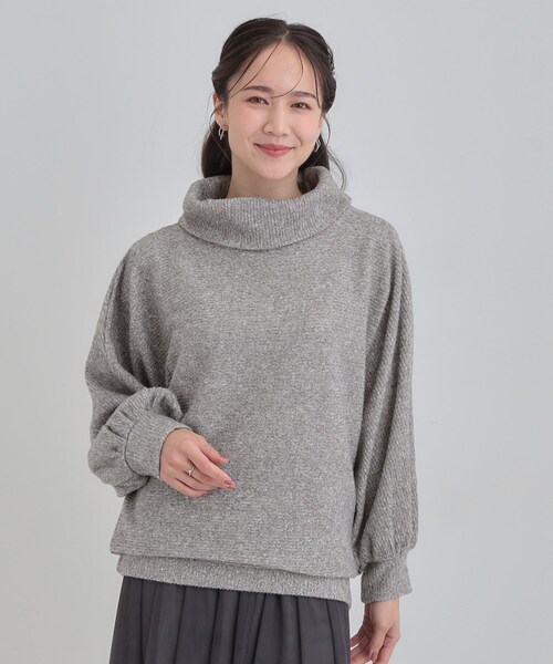 DRESKIP（ドレスキップ）の「お顔周りをスッキリ見せるオフタートルリブドルマン（Tシャツ/カットソー・レディース・ワインレッド/ネイビー/グレー・00）」の4枚目の写真