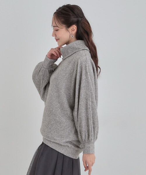 DRESKIP（ドレスキップ）の「お顔周りをスッキリ見せるオフタートルリブドルマン（Tシャツ/カットソー・レディース・ワインレッド/ネイビー/グレー・00）」の5枚目の写真
