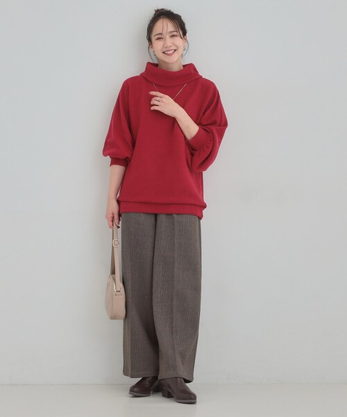 DRESKIP（ドレスキップ）の「お顔周りをスッキリ見せるオフタートルリブドルマン（Tシャツ/カットソー・レディース・ワインレッド/ネイビー/グレー・00）」の10枚目の写真