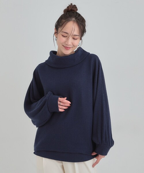 DRESKIP（ドレスキップ）の「お顔周りをスッキリ見せるオフタートルリブドルマン（Tシャツ/カットソー・レディース・ワインレッド/ネイビー/グレー・00）」の12枚目の写真