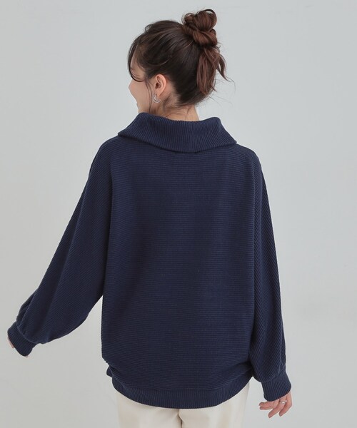 DRESKIP（ドレスキップ）の「お顔周りをスッキリ見せるオフタートルリブドルマン（Tシャツ/カットソー・レディース・ワインレッド/ネイビー/グレー・00）」の13枚目の写真