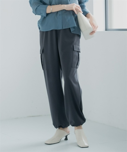 Petitjo（プッチージョ）の「小さいサイズ　イージーカーゴパンツ　低身長さん・小柄女性（カーゴパンツ・レディース・チャコールグレー/スモーキーグリーン系・PL/PM/PS/PSS）」の2枚目の写真