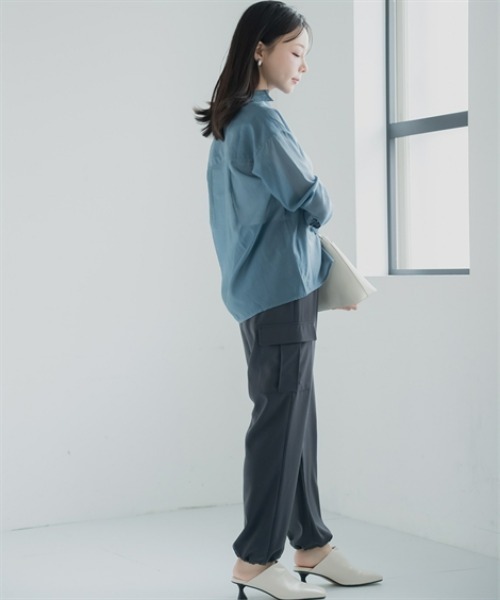 Petitjo（プッチージョ）の「小さいサイズ　イージーカーゴパンツ　低身長さん・小柄女性（カーゴパンツ・レディース・チャコールグレー/スモーキーグリーン系・PL/PM/PS/PSS）」の16枚目の写真