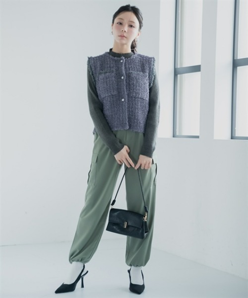 Petitjo（プッチージョ）の「小さいサイズ　イージーカーゴパンツ　低身長さん・小柄女性（カーゴパンツ・レディース・チャコールグレー/スモーキーグリーン系・PL/PM/PS/PSS）」の10枚目の写真