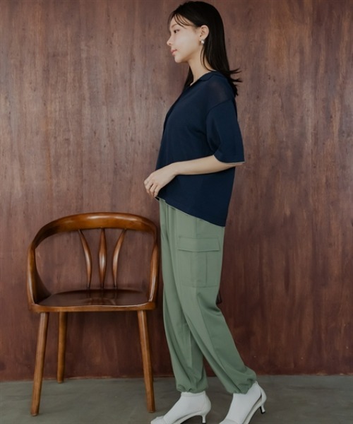 Petitjo（プッチージョ）の「小さいサイズ　イージーカーゴパンツ　低身長さん・小柄女性（カーゴパンツ・レディース・チャコールグレー/スモーキーグリーン系・PL/PM/PS/PSS）」の4枚目の写真