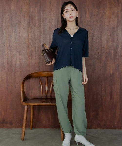 Petitjo（プッチージョ）の「小さいサイズ　イージーカーゴパンツ　低身長さん・小柄女性（カーゴパンツ・レディース・チャコールグレー/スモーキーグリーン系・PL/PM/PS/PSS）」の5枚目の写真