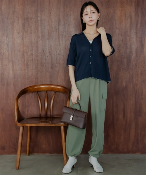 Petitjo（プッチージョ）の「小さいサイズ　イージーカーゴパンツ　低身長さん・小柄女性（カーゴパンツ・レディース・チャコールグレー/スモーキーグリーン系・PL/PM/PS/PSS）」の8枚目の写真