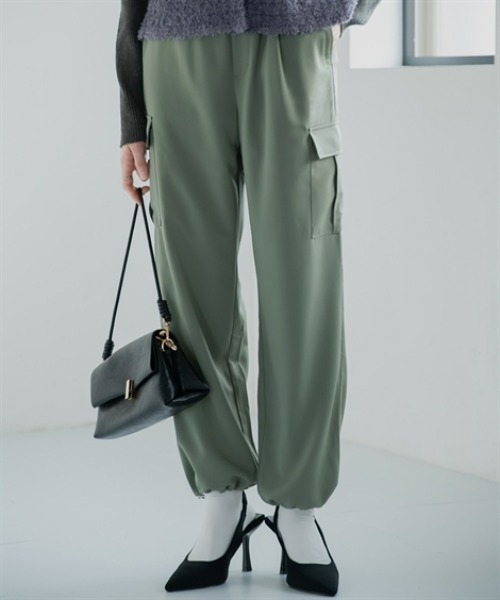 Petitjo（プッチージョ）の「小さいサイズ　イージーカーゴパンツ　低身長さん・小柄女性（カーゴパンツ・レディース・チャコールグレー/スモーキーグリーン系・PL/PM/PS/PSS）」の11枚目の写真