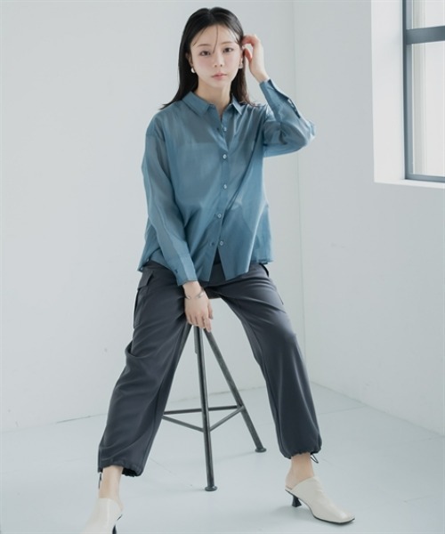 Petitjo（プッチージョ）の「小さいサイズ　イージーカーゴパンツ　低身長さん・小柄女性（カーゴパンツ・レディース・チャコールグレー/スモーキーグリーン系・PL/PM/PS/PSS）」の18枚目の写真