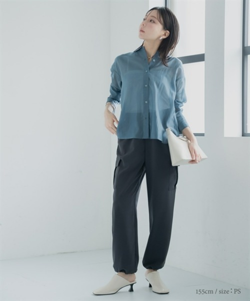 Petitjo（プッチージョ）の「小さいサイズ　イージーカーゴパンツ　低身長さん・小柄女性（カーゴパンツ・レディース・チャコールグレー/スモーキーグリーン系・PL/PM/PS/PSS）」の22枚目の写真