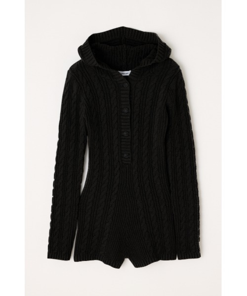 LAGUA GEM（ラグアジェム）の「HOODIE CABLE ロンパース（つなぎ/オールインワン・レディース・アイボリー/ブラック/杢グレー・SMALL/MEDIUM）」の13枚目の写真