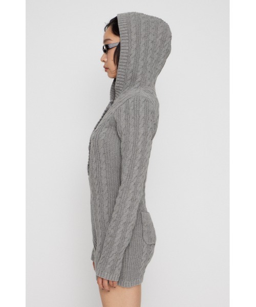 LAGUA GEM（ラグアジェム）の「HOODIE CABLE ロンパース（つなぎ/オールインワン・レディース・アイボリー/ブラック/杢グレー・SMALL/MEDIUM）」の19枚目の写真