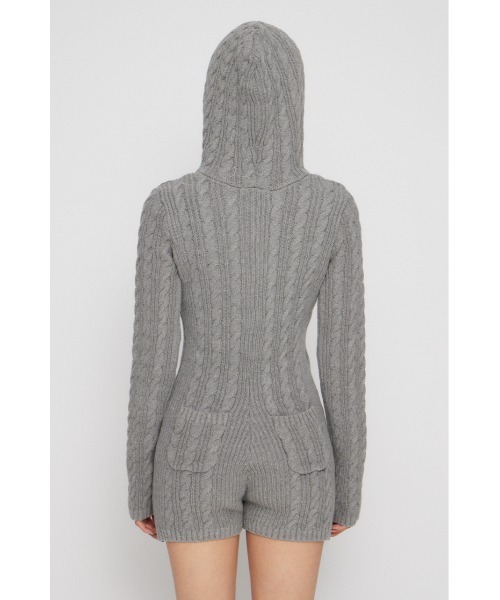 LAGUA GEM（ラグアジェム）の「HOODIE CABLE ロンパース（つなぎ/オールインワン・レディース・アイボリー/ブラック/杢グレー・SMALL/MEDIUM）」の20枚目の写真