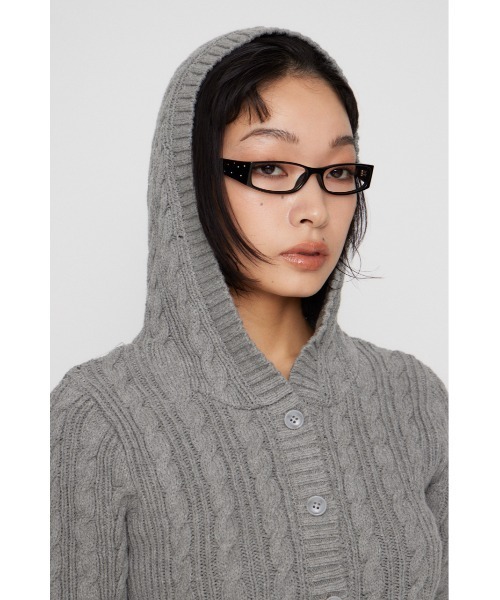 LAGUA GEM（ラグアジェム）の「HOODIE CABLE ロンパース（つなぎ/オールインワン・レディース・アイボリー/ブラック/杢グレー・SMALL/MEDIUM）」の21枚目の写真
