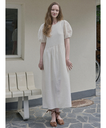Ribbon Puff Long Dress - IVORY